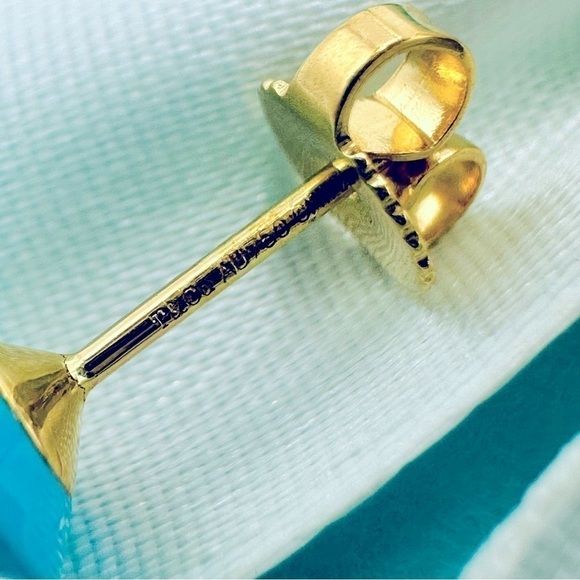 Tiffany & Co. 18k Gold Turquoise One Carat Faceted Earrings with Packaging - Picture 9 of 12